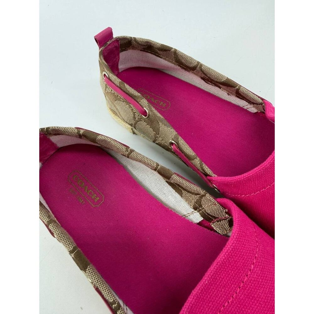 Coach Mellow Canvas Espadrille Flats Fuchsia Khaki Women's Size 10M With Box - Picture 4 of 11